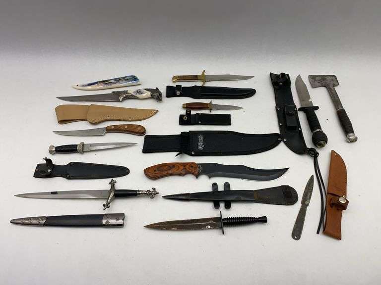 Assorted Collection of Knives, Daggers and Hatchet image