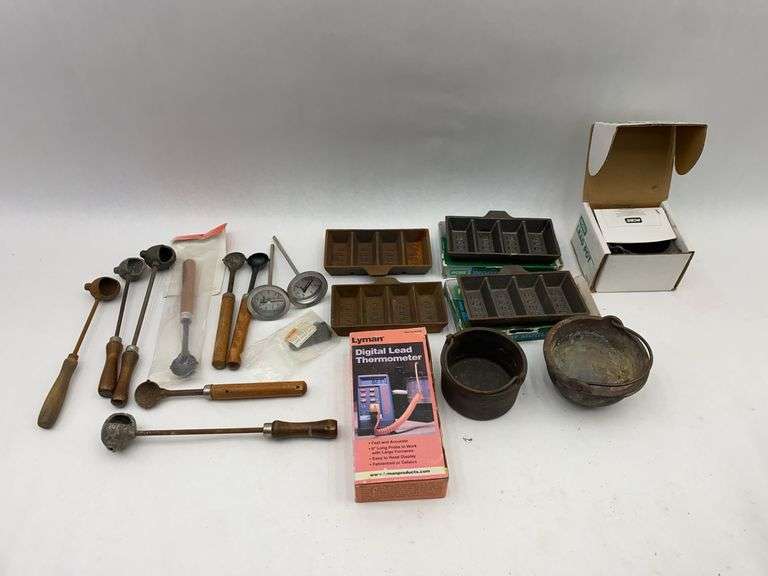 Lead Melting and Casting Lot: Ladles, Molds, Thermometer image