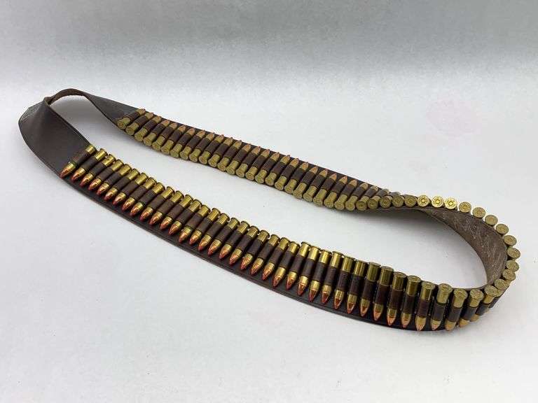 McGreggor Junction Trade Company leather bandolier with (80) 45/70 factory rounds image