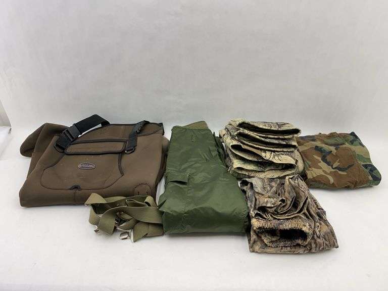 Lot of Allen Waders Size 8, Cabela's Pants Size 40 and Military Cold Weather Trousers Size Small image