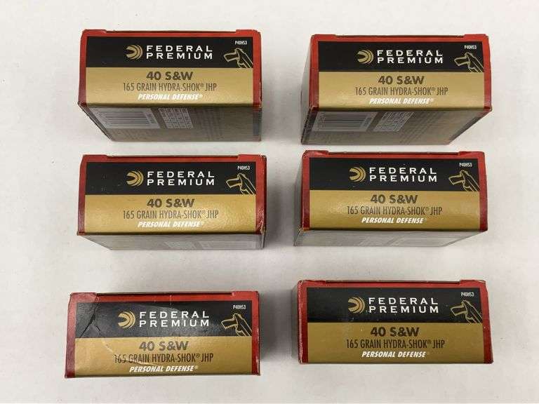 Federal Premium .40 S&W 165 Grain Hydra-Shok JHP Ammunition 6 Boxes image