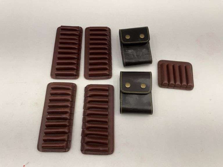 Lot of Leather Ammunition Holders and Pouches image