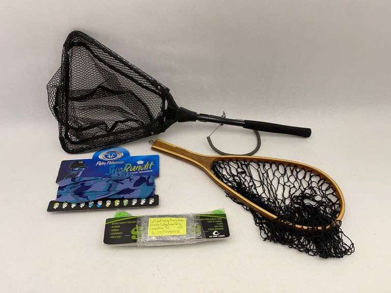 Fishing Accessories Lot: Nets, Headwear, and Culling Beam image