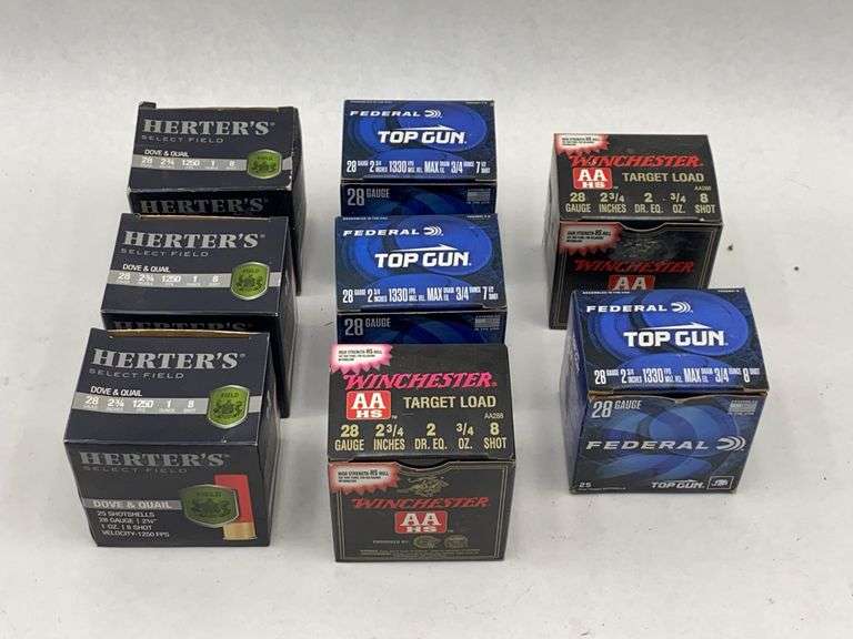 Full Boxes 28ga Herter's, Federal, and Winchester 28 Gauge Shotgun Shells image