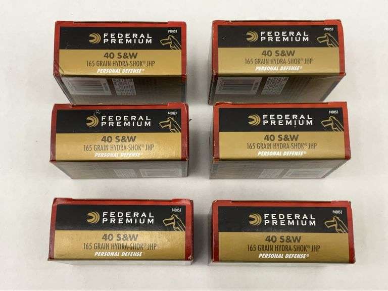 Federal Premium .40 S&W 165 Grain Hydra-Shok JHP Ammunition 6 Boxes image