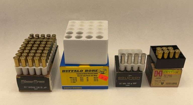 Variety of .357 Magnum Ammunition: Blazer Brass, Buffalo Bore, Speer, and Hornady - 53 Cartridges Total image