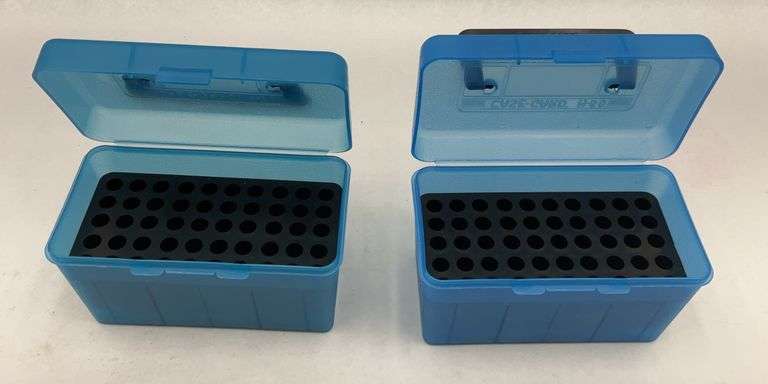 Two Blue Ammunition Reloading Storage Boxes image