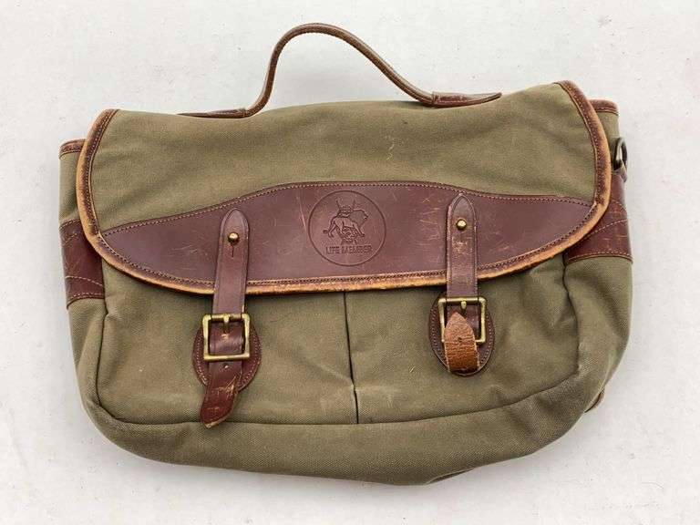 Canvas and Leather Satchel Bag with "Life Member" Detail image