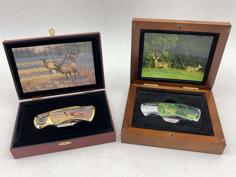 Collectible Pocket Knives with Wildlife Scene Display Cases image