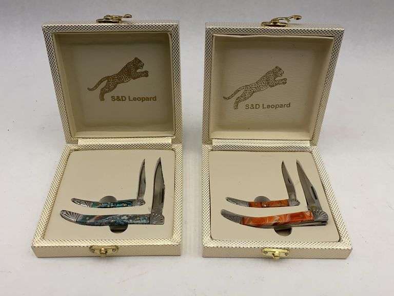 Set of 2 S&D Leopard Pocket Knives in Boxes image
