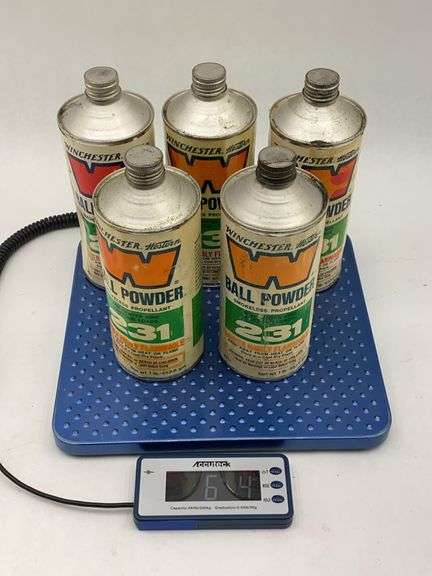 Lot of 5 Winchester Western Ball Powder 231 Smokeless Propellant Cans image