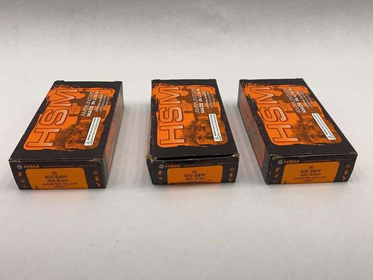 HSM 500 S&W 350 Grain Jacketed Hollow Point Ammunition - 3 boxes image