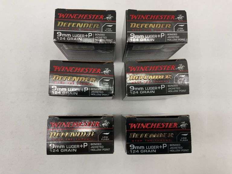 Winchester Defender 9mm Luger +P 124 Grain Ammunition - 6 boxes image