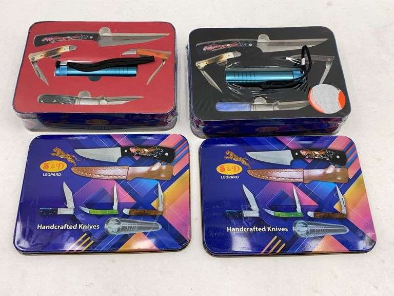 Leopard Handcrafted Knives Sets with Flashlights image