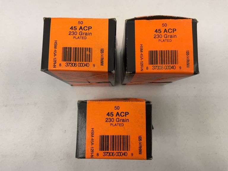 Three Boxes of HSM .45 ACP 230 Grain Ammunition - 3 boxes image