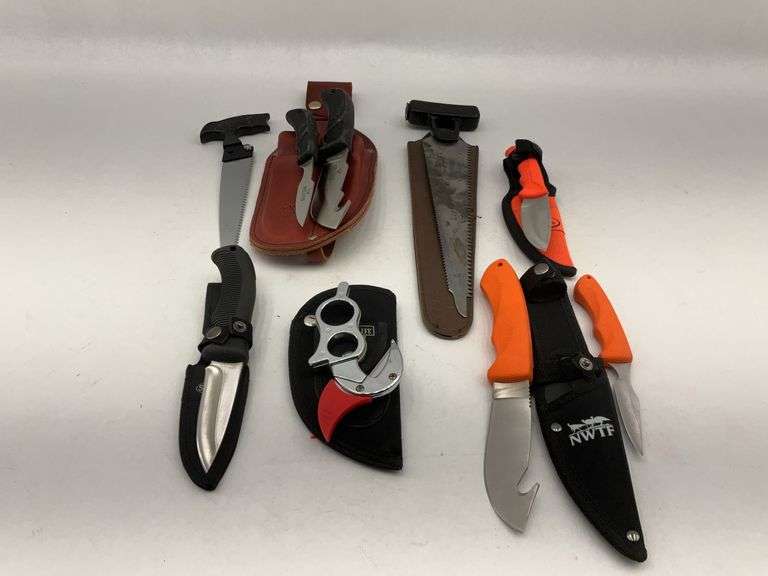 Lot of Hunting and Utility Knives, Saw and Outdoor Life Multi-Tool image