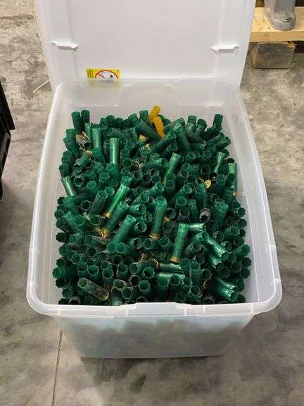 Large Tub of Used Green Shotgun Shells 12ga image
