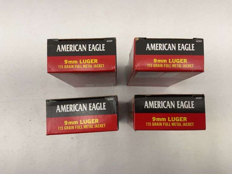 American Eagle 9mm Luger 115 Grain Full Metal Jacket Ammunition - 4 Boxes image