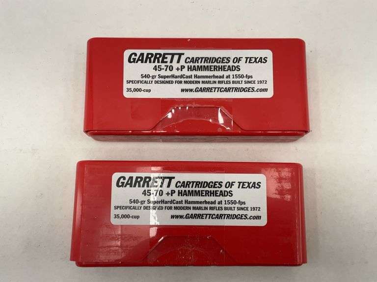 Two Boxes Garrett Cartridges of Texas .45-70 +P Hammerheads Ammunition - 2 boxes image
