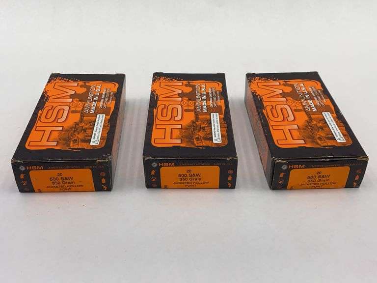 HSM 500 S&W 350 Grain Jacketed Hollow Point Ammunition - 3 boxes image