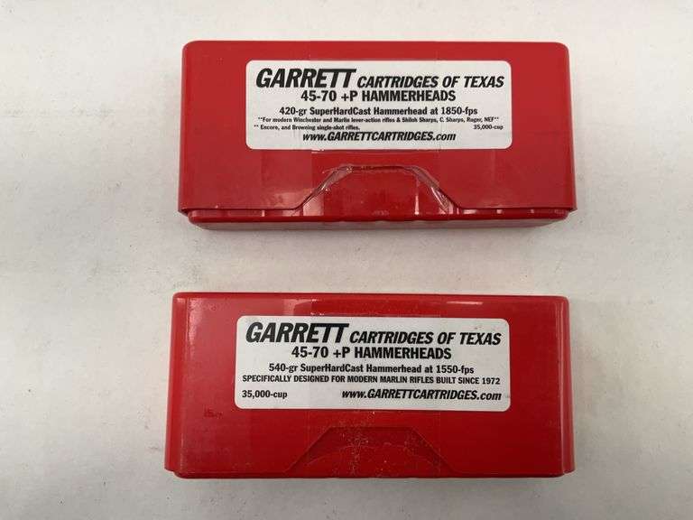 Two Garrett Cartridges of Texas 45-70 +P Hammerheads - 2 boxes image