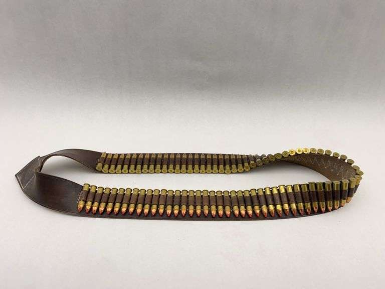 McGreggor Junction Trade Company leather bandolier with (80) 45/70 factory rounds image