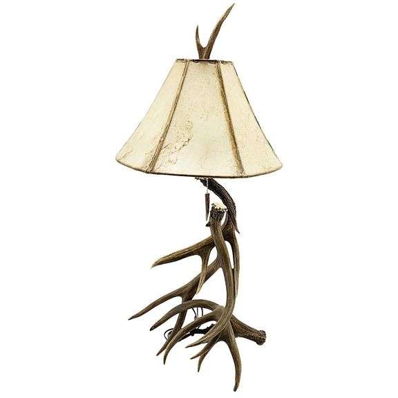 Genuine Antler Table Lamp with Rawhide Shade image