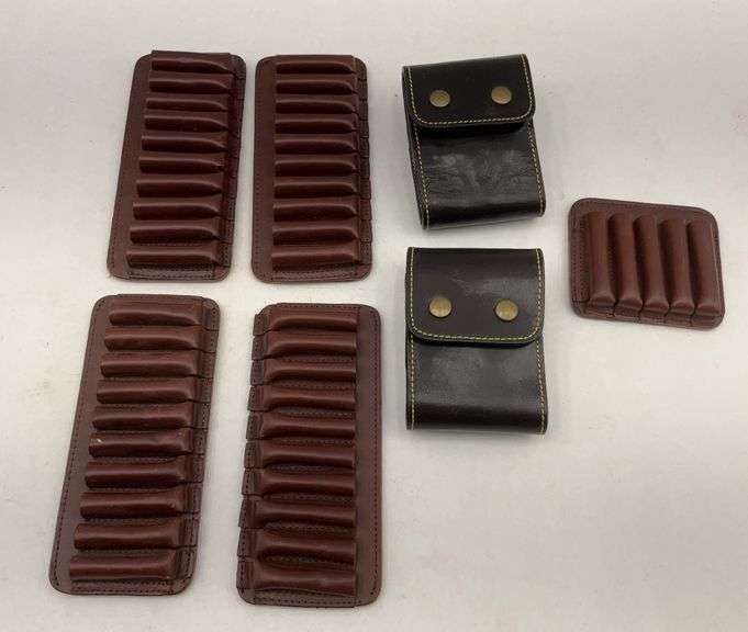 Lot of Leather Ammunition Holders and Pouches image