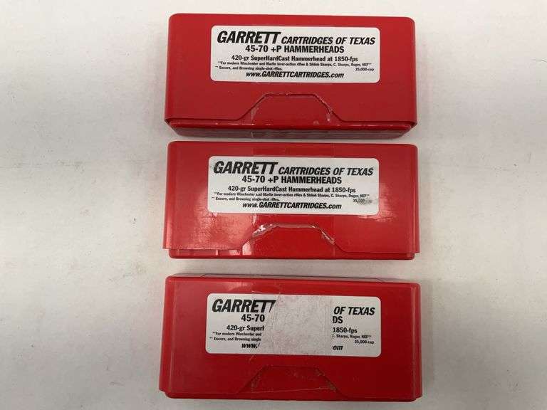 Garrett Cartridges of Texas 45-70 +P Hammerheads, Three Boxes image