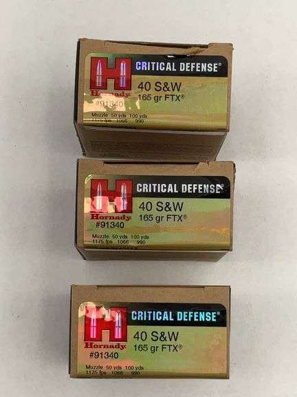 Three Boxes of Hornady Critical Defense 40 S&W 165 gr FTX Ammunition image