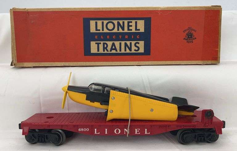 Postwar Lionel O Gauge 6800 Flat Car with Airplane in original box w/instr. image