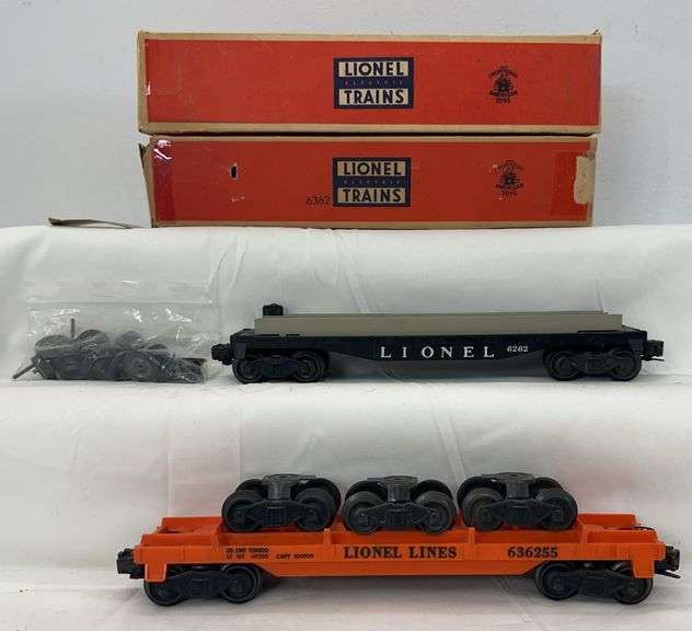Postwar Lionel O Gauge 6262 Wheel car 6362 Rail Truck car in original boxes w/loads image
