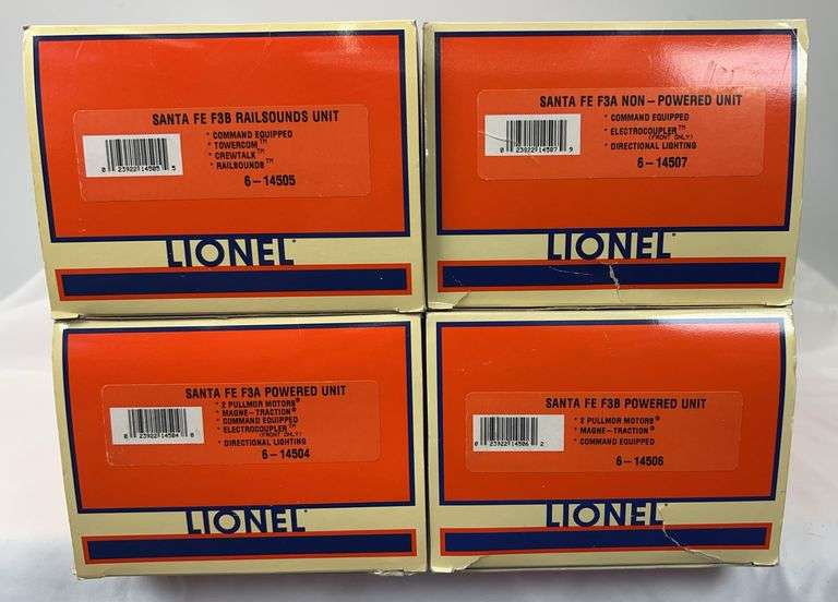 Lionel O Gauge 14504, 14505, 14506, 14507 Santa Fe F3 A-B-B-A CMD RS in box image