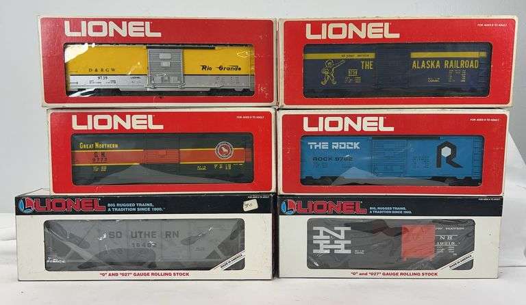 Lionel O Gauge 9758 Alaska, 19218 NH, 9782 Rock, 9739 D&RGW, 9772 GN, 16402 SO freight in box image