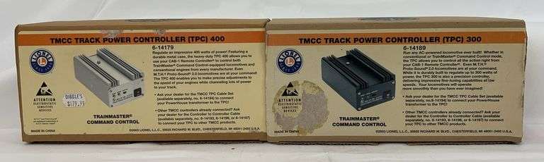 Lionel O Gauge TMCC 14179 TPC 400 and 14189 TPC 300 in original boxes image