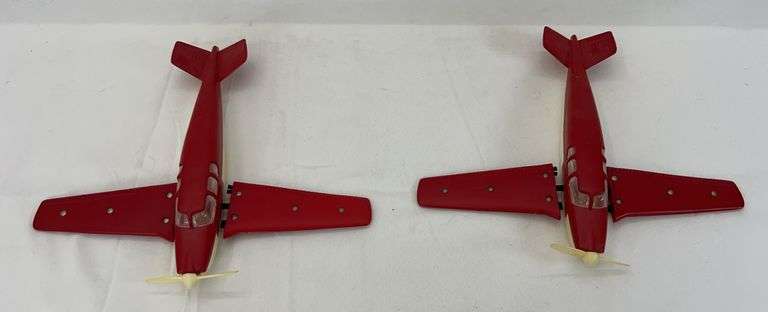 Two original postwar Lionel O Gauge 6800-60 red over white Bonanza airplanes image