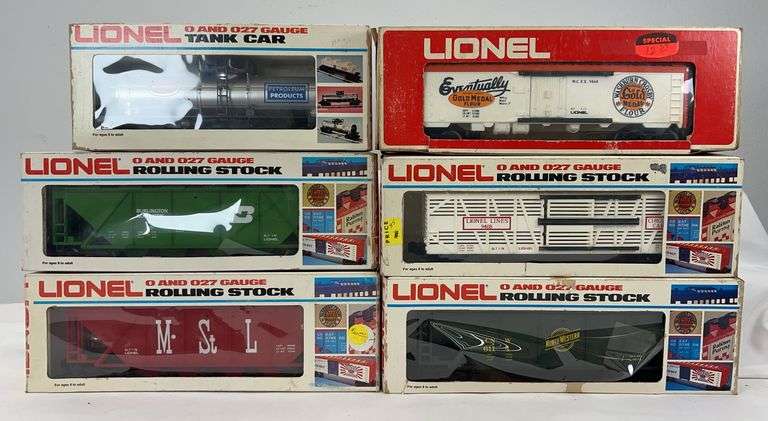 Lionel O Gauge 9334, 9213, 6101, 6110, 9408, 9860 freight trains in box image