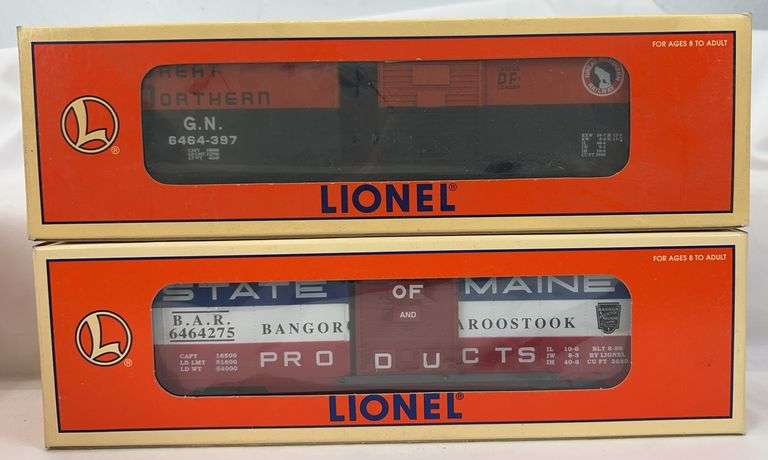 Lionel O Gauge 19282, 19285, 19290, 19291, 29210, two 29213 and 52118 6464 box cars in box image