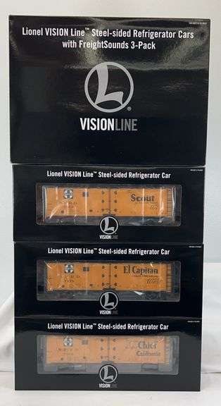 Lionel O Gauge 2026960 ATSF Vision 3-car reefer set in shipper image