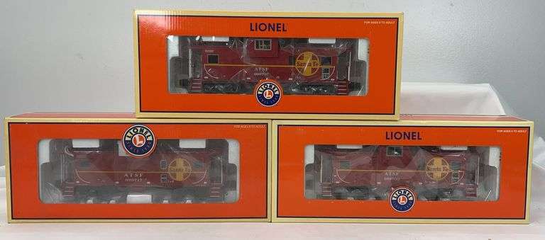 Lionel O Gauge 17629 SF EV caboose, 17673 SF EV caboose, 17680 SF EV caboose in box image