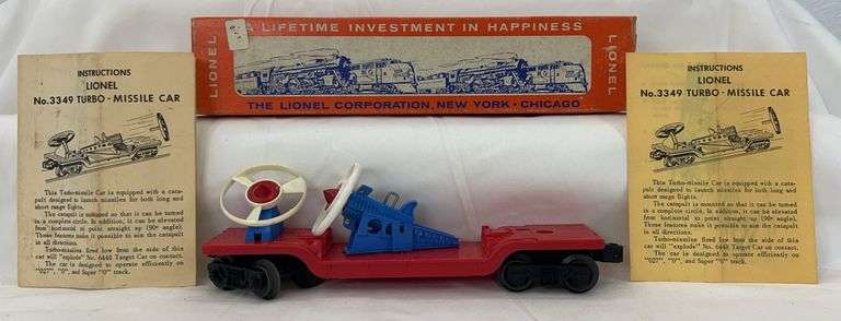 Postwar Lionel O Gauge 3349 Turbo Missile launching car in original box w/instr. image