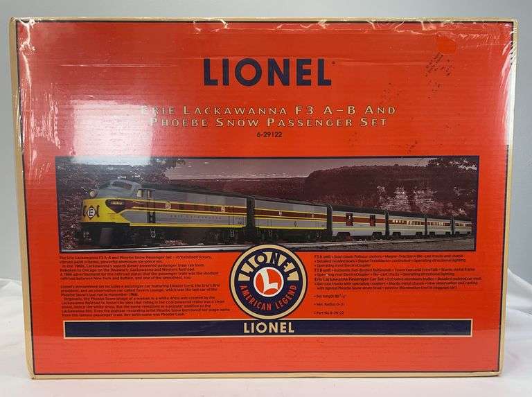 Lionel O Gauge 29122 Erie Lackawanna F3 A-B-A Phoebe Snow passenger set Mint image