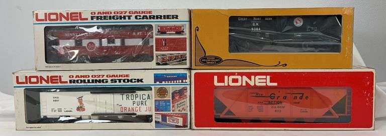 Lionel O Gauge 9271 M&StL, 9861 Tropicana, 9364 GN, 9112 D&RGW in original boxes image