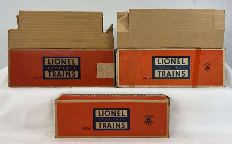 Postwar Lionel O Gauge 6026T, 2671W, 2046W tender boxes and inserts image