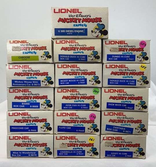 Lionel O Gauge 8773 Mickey Mouse Express U-36B diesel w/9660-9672, 9662, 9183 in box image