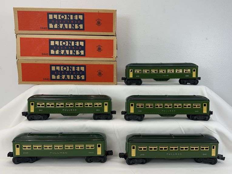 Postwar Lionel O Gauge four 2440 silver rubber stamped one 2440 white heat stamped image