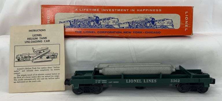 Postwar Lionel O Gauge 3362 Helium tank unloading car w/instructions in box image