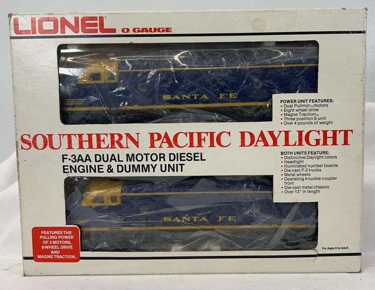 Lionel O Gauge 18117 Santa Fe F-3 A-A diesel units in box Blue & Yellow image