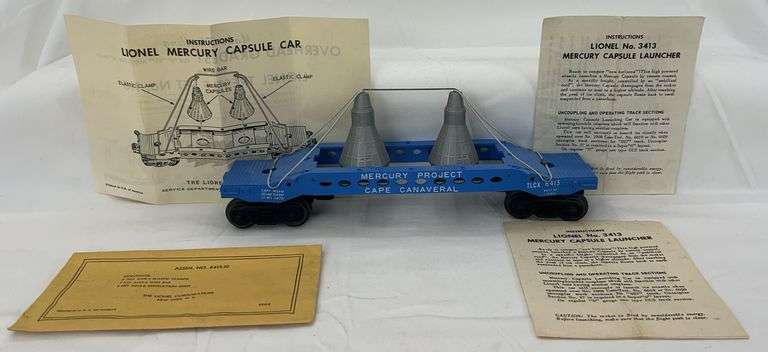 Postwar Lionel O Gauge 6413 Mercury Capsule car with instructions variations image