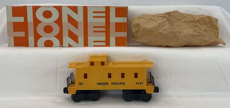 Postwar Lionel O Gauge 6167-85 UP caboose in Hagerstown box with wrap image